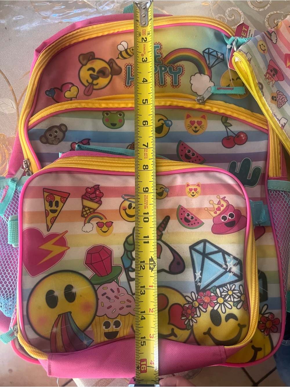 Kids Emoji Unicorn Backpack and Pencil Case - Pink - Picture 6 of 8